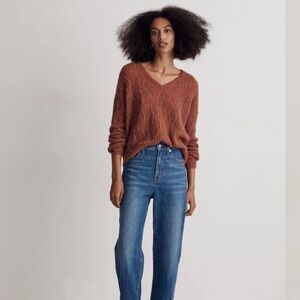 Madewell Alma V-neck Sweater- Clove